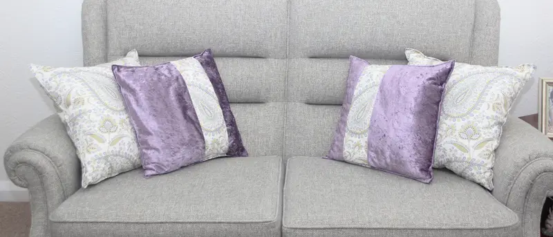 Lilac sofa cushions by Heather Horrocks Leigh
