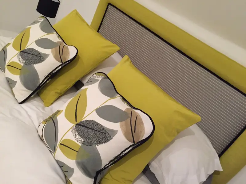 Leaf print soft furnishing cushions by Heather Horrocks Leigh